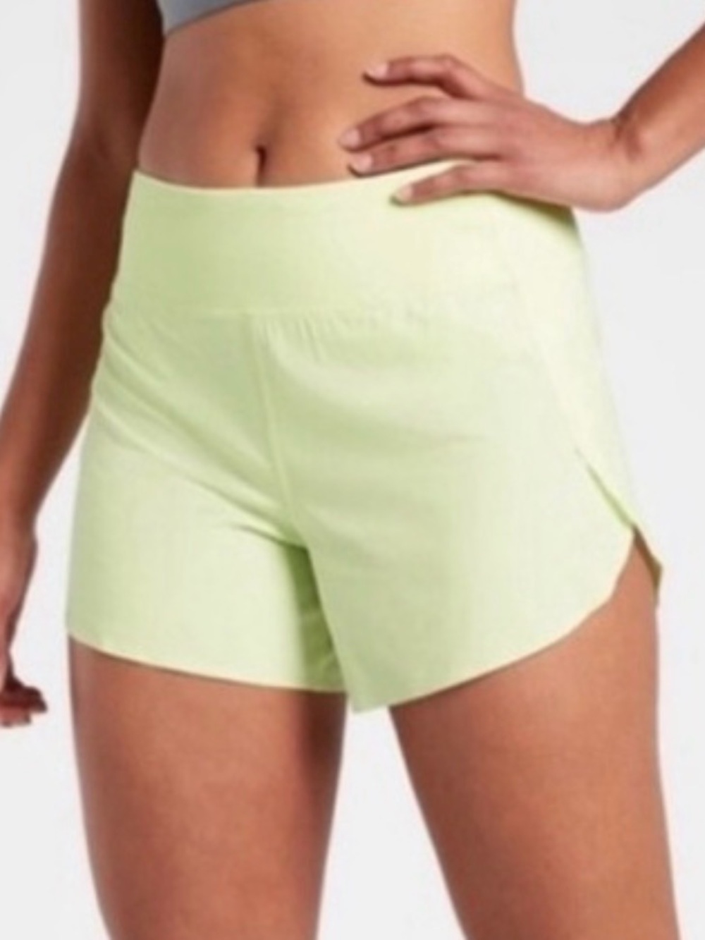 Athleta Light Green Women’s run with it High-Waist Athletic Shorts